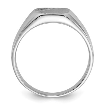 14k White Gold Holds 2-1.3mm Diamonds 10.0x9.0mm Octagon Open Back Signet Ring Mounting — alternate view