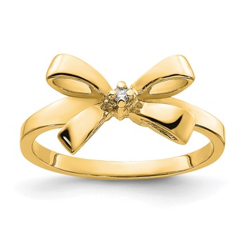 14k Polished .02ct. Diamond Bow Ring Mounting