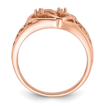 14k Rose Gold Polished .05ct. Diamond Heart Ring Mounting — alternate view