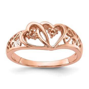 14k Rose Gold Polished .05ct. Diamond Heart Ring Mounting