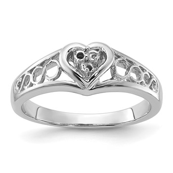 14k White Gold .05ct. Diamond Heart Ring Mounting