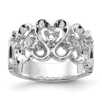 14k White Gold Polished .30ct. Diamond Heart Ring Mounting