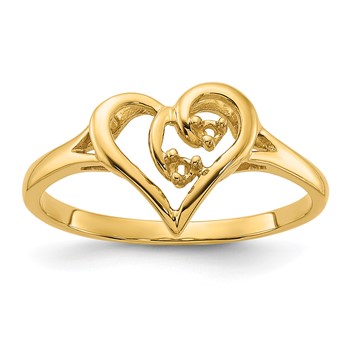 14k Polished .03ct. Diamond Heart Ring Mounting