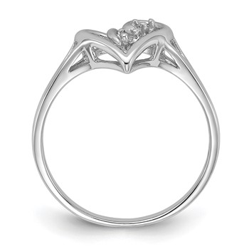 14k White Gold Polished Heart Ring Mounting — alternate view