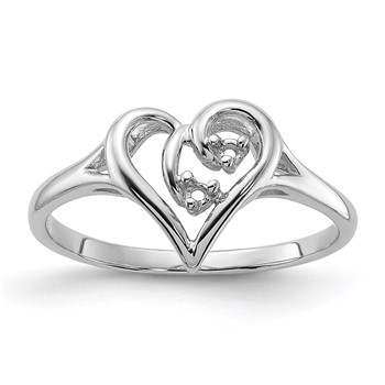 14k White Gold Polished Heart Ring Mounting