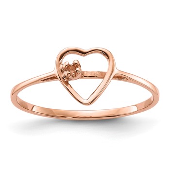 14k Rose Gold Polished .02ct. Diamond Heart Ring Mounting