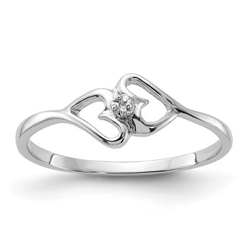 14k White Gold Polished Heart Ring Mounting