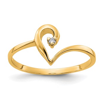 14K Polished .01ct. Diamond Heart Ring Mounting