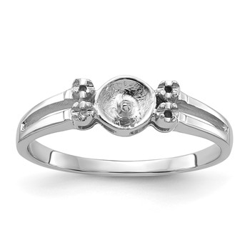 14k White Gold Holds 6mm Pearl and 4-1.1mm Stones Ring Mounting