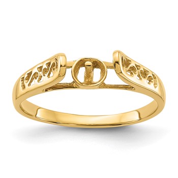 14k Polished Holds 6mm Pearl Filigree Ring Mounting