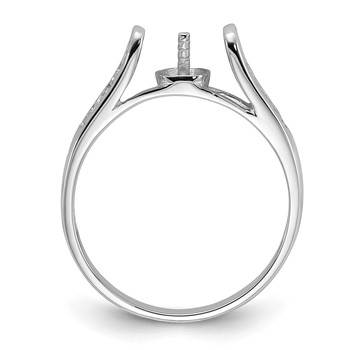 14k White Gold Polished Holds 6mm Pearl Filigree Ring Mounting — alternate view