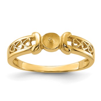 14k Polished Holds 5.5mm Pearl Heart Shank Ring Mounting