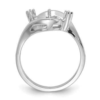 14k White Gold Polished Holds 7mm Pearl and 2-1.4mm Stones Ring Mounting — alternate view