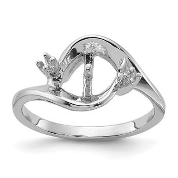 14k White Gold Polished Holds 7mm Pearl and 2-1.4mm Stones Ring Mounting