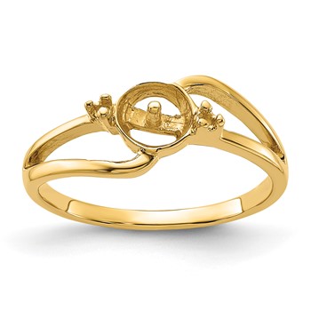 14k Holds 6mm Pearl and 2-1.3mm Stones Ring Mounting