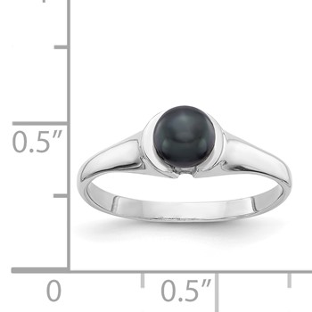 14k White Gold 5mm Black Freshwater Cultured Pearl Ring — alternate view