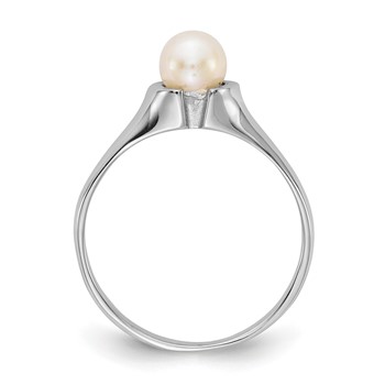 14k White Gold 5mm White Freshwater Cultured Pearl Ring — alternate view