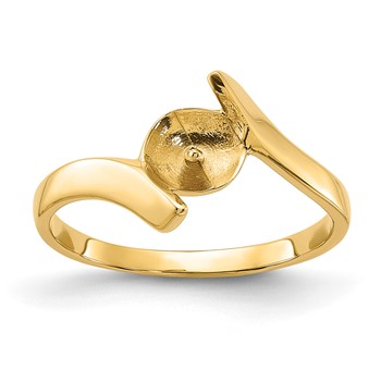 14k Polished Holds 7mm Pearl Bypass Ring Mounting