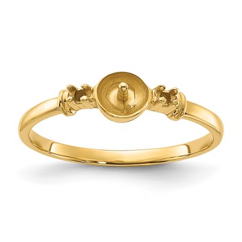 14k Polished Holds 5mm Pearl and 2-1.2mm Stones Ring Mounting