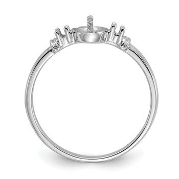 14k White Gold Polished Holds 5mm Pearl and 2-1.2mm Stones Ring Mounting — alternate view