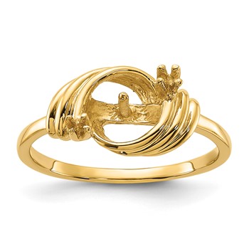 14k Polished Holds 7mm Pearl and 2-1.4mm Stones Ring Mounting