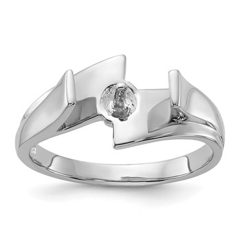 14k White Gold Polished Holds 6mm Pearl Ring Mounting