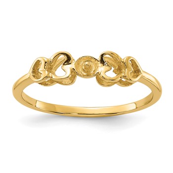 14k Polished Holds 4mm Pearl Heart Ring Mounting