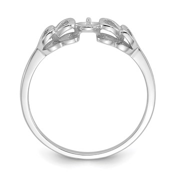 14k White Gold Polished Holds 4mm Pearl Heart Ring Mounting — alternate view