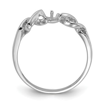 14k White Gold Polished Holds 4mm Pearl Twisted Ring Mounting — alternate view