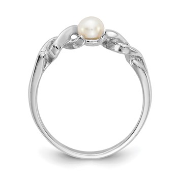 14k White Gold 4mm White Freshwater Cultured Pearl Twisted Ring — alternate view