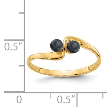 14k 3mm Black Freshwater Cultured Two-Pearl Ring — alternate view