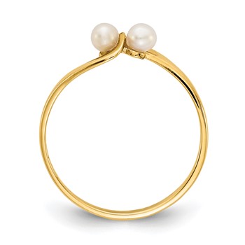 14k 3mm White Freshwater Cultured Two-Pearl Ring — alternate view