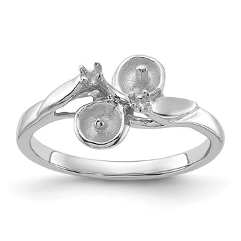 14k White Gold Holds 2-5mm Pearls and 2-1.8mm Stones Ring Mounting