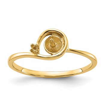 14k Holds 4mm Pearl and 1-1.5mm Stone Ring Mounting