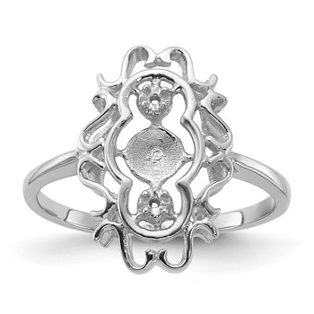 14k White Gold Holds 2-1.3mm Stones and 5.5mm Pearl Scroll Ring Mounting