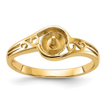 14k Holds 6mm Pearl Filigree Ring Mounting