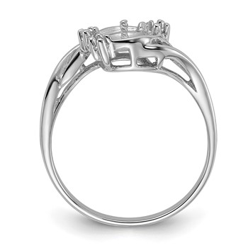 14k White Gold Holds 6mm Pearl and 4-1.4mm Stones Ring Mounting — alternate view