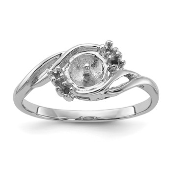 14k White Gold Holds 6mm Pearl and 4-1.4mm Stones Ring Mounting