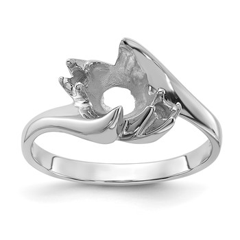 14k White Gold Holds 6mm Pearl and 2-2.2mm Stones Ring Mounting