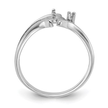 14k White Gold Holds 5mm  Pearl and 1-1.3mm Stone Ring Mounting — alternate view