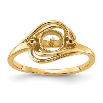 14k Holds 5.5mm Pearl and 2-1.5mm Stones Ring Mounting