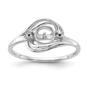 14k White Gold Holds 5.5mm Pearl and 2-1.5mm Stones Ring Mounting