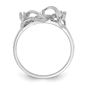 14k White Gold Holds 5.5mm Pearl and 2-1.4mm Stones Ring Mounting — alternate view