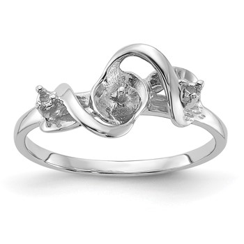 14k White Gold Holds 5.5mm Pearl and 2-1.4mm Stones Ring Mounting