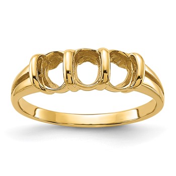 14k Polished Holds 3-6x4 Oval Gemstones 3-stone Ring Mounting