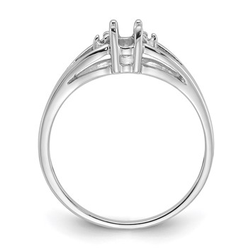 14k White Gold Holds 2-1.3mm Diamonds and 1-5x3 Oval Gemstone Ring Mounting — alternate view