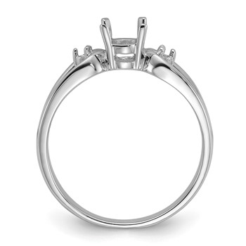 14k White Gold Polished Holds 2-1.6mm Round and 1-6x4 Oval Gemstone Ring Mounting — alternate view