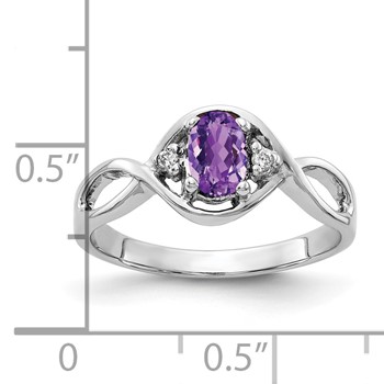 14k White Gold 6x4mm Oval Amethyst Checker AAA Diamond ring — alternate view