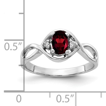 14k White Gold 6x4mm Oval Garnet Checker VS Diamond ring — alternate view