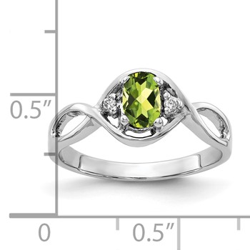 14k White Gold 6x4mm Oval Peridot Checker VS Diamond ring — alternate view
